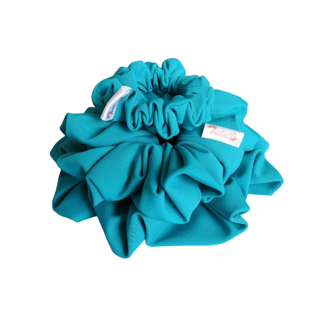 Teal lycra swim scrunchies hair accessory