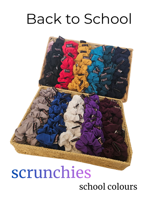 School colours scrunchies
