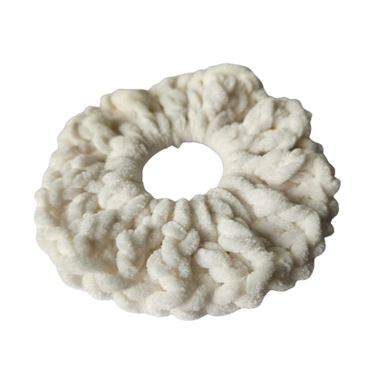 cream velvety crochet scrunchie