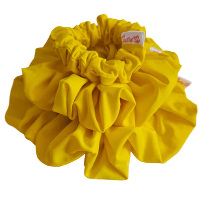 Fluorescent yellow lycra swim scrunchies 
