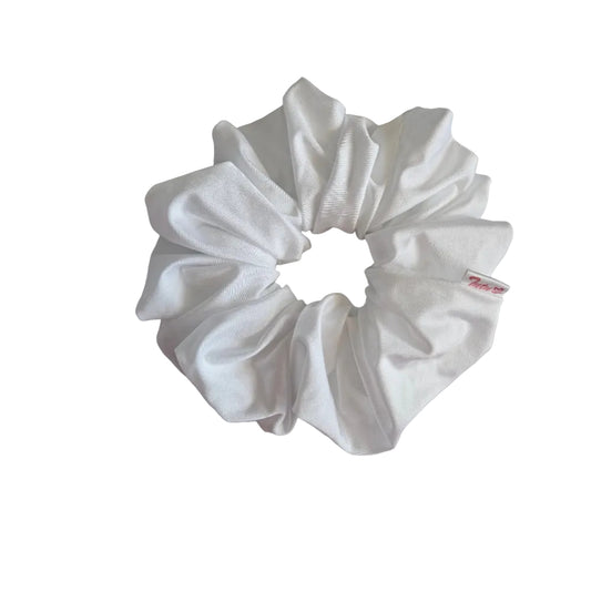 Medium white lycra swim scrunchie