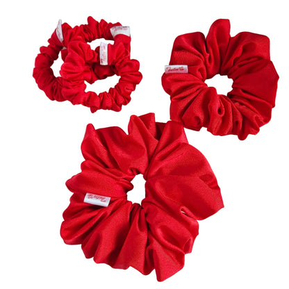Red lycra swim scrunchies