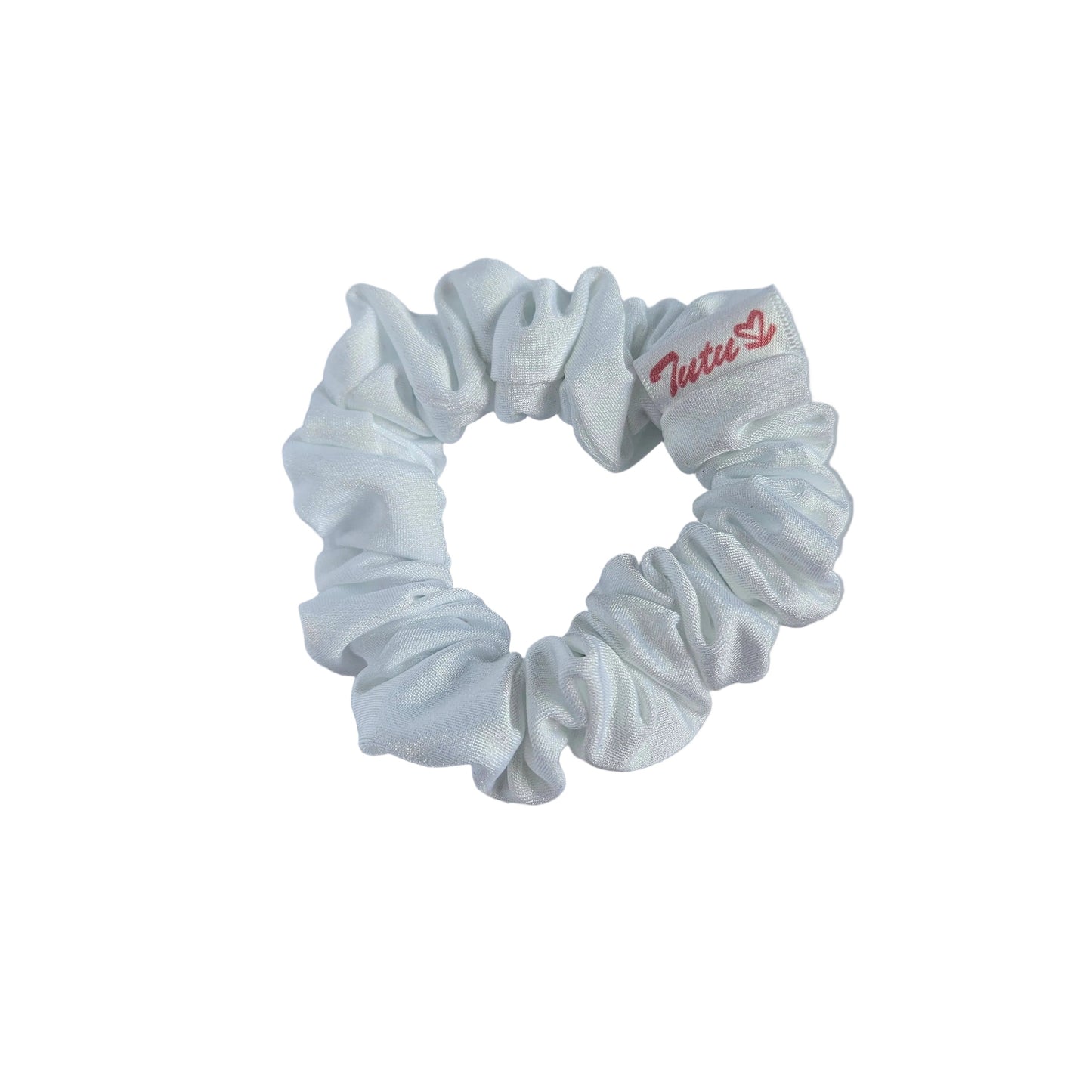 Small white lycra swim scrunchie