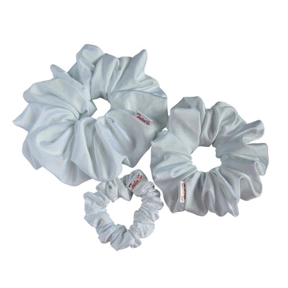 White lycra swim scrunchies