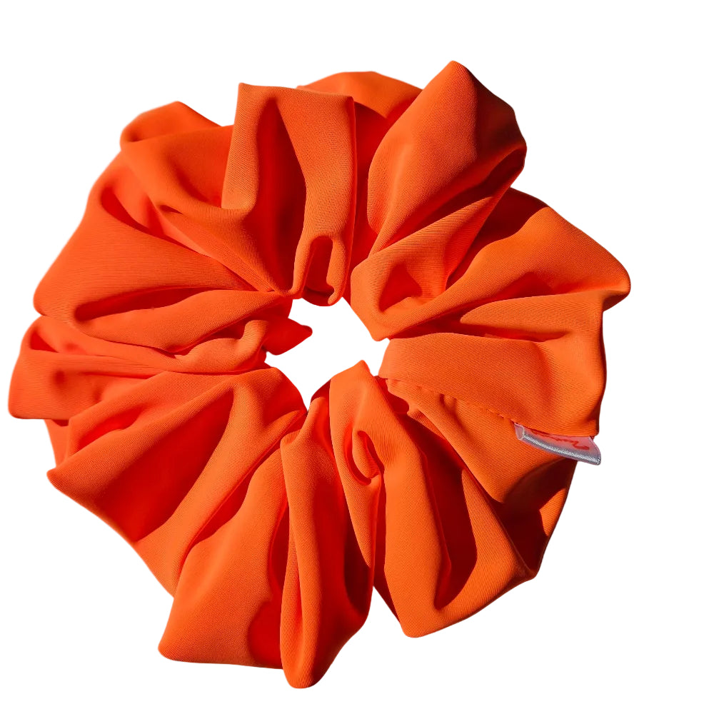 Fluorescent orange lycra swim scrunchie