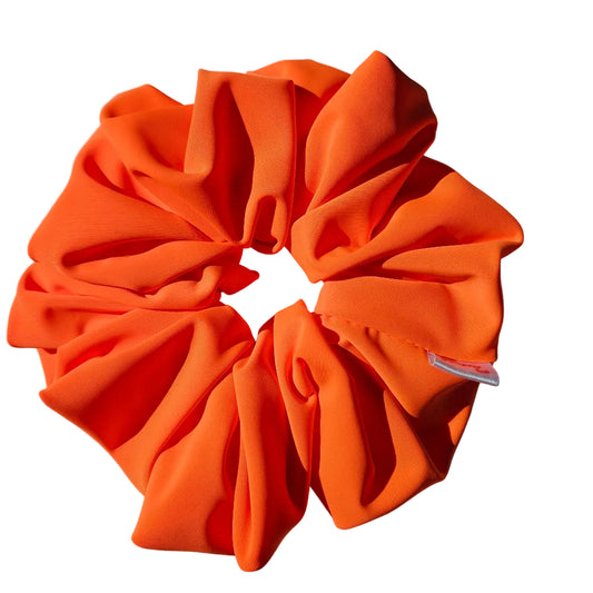 Fluorescent orange lycra swim scrunchie