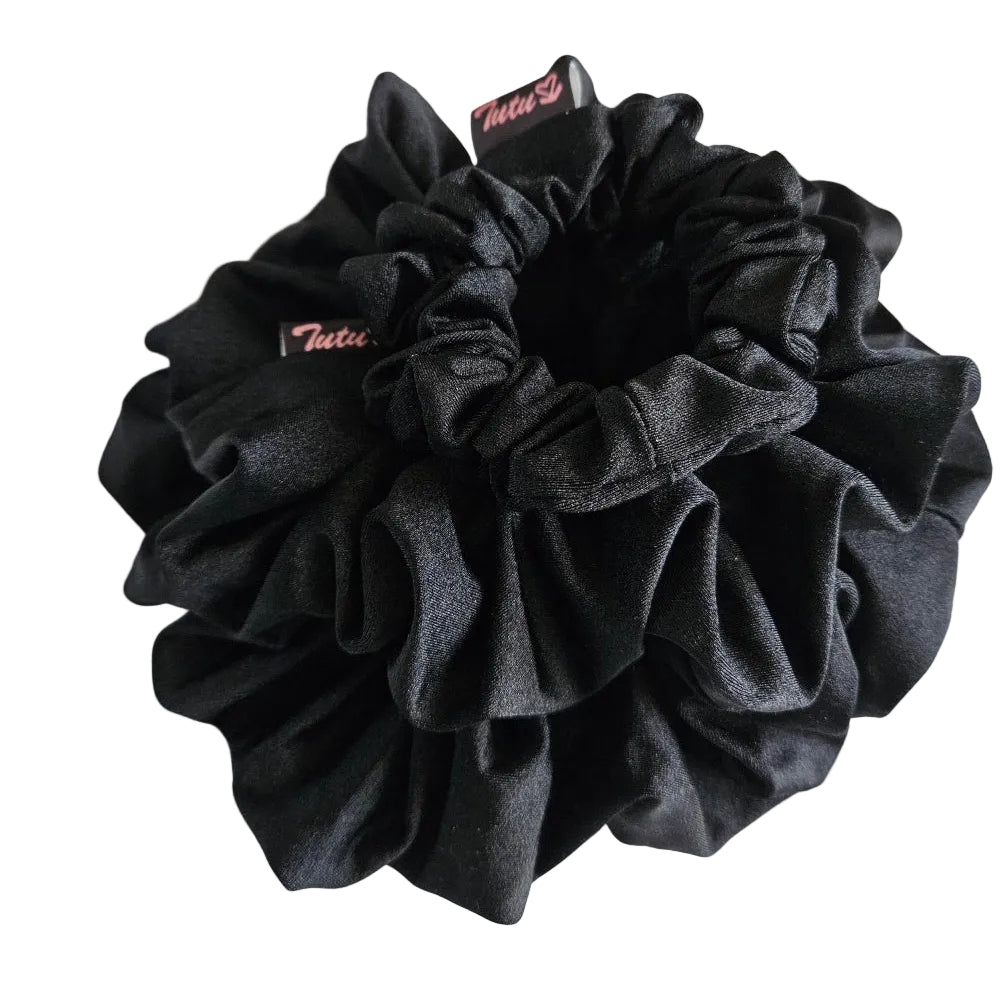 Trio of black lycra swim scrunchies 