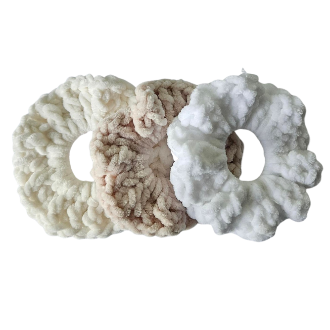 Crochet scrunchies trio