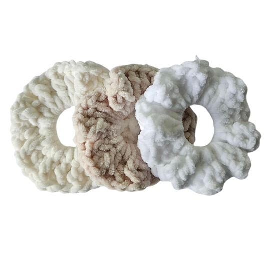 Crochet scrunchies trio