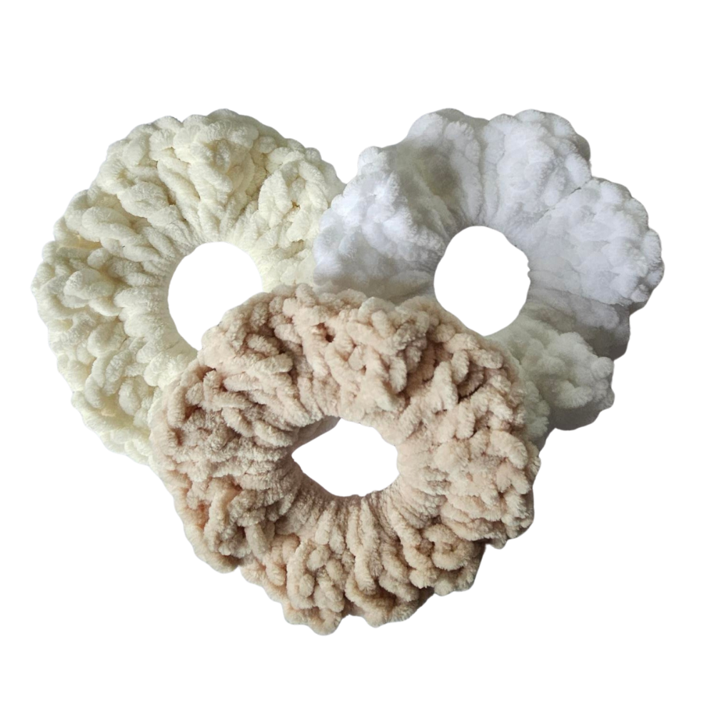 Crochet scrunchies trio