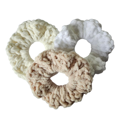 Crochet scrunchies trio
