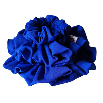 Trio of electric blue lycra swim scrunchies