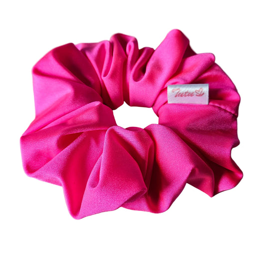 fluoresent pink lycra swim scrunchie hair accessory