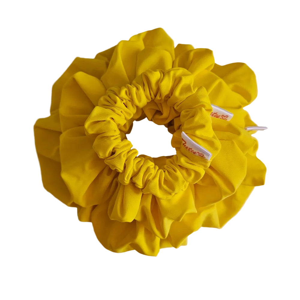 yellow lycra swim scrunchies